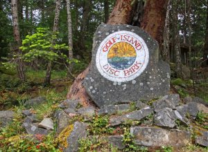 Sign for Golf Island Disc Park, Pender Island BC
